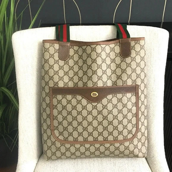 Gucci authentic brown monogram coated canvas tote bag - Picture 4 of 15